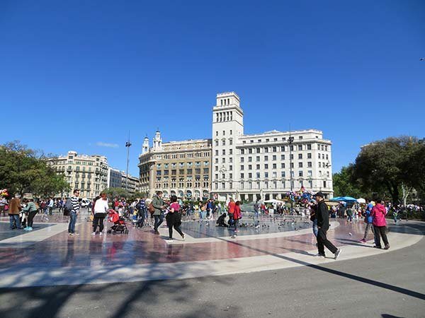 Placa De Catalunya Central Square In Barcelona